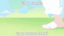 a girl with pink hair is standing next to a boy with blue hair and the words ya no somos ya no somos de nei