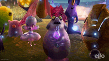a group of cartoon characters standing next to each other with the word elio on the bottom