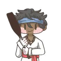 a cartoon drawing of a man holding a bat and smiling