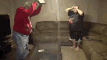 Smashing Ps4into The Table And Breaks The Glass Table With The Wrench Angry Grandpa GIF