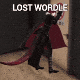 a video game character with a red tail and the words lost wordle