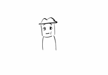 a black and white drawing of a man wearing a hat and giving a thumbs up and the words not now .