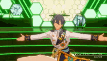 a video game character with his arms outstretched and crazy b written on the bottom
