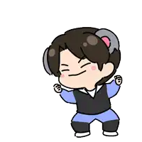 a cartoon drawing of a boy with headphones on