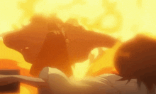 a person is laying on a bed with a fire coming out of their mouth .