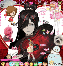 a collage of anime characters with the words love love love written in the middle