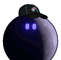 a cartoon drawing of a ball with a domino 's pizza hat on it