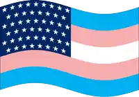 a pink and blue flag with white stars