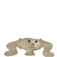 a drawing of a stuffed animal with a blue nose and black eyes