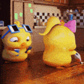 a couple of cartoon ducks standing next to each other with the words meet quack on the bottom right