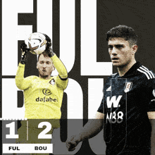 a poster showing a goalie and a soccer player with the number 12 on the bottom