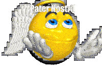 a yellow smiley face with a halo and the words pater nostri