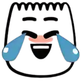 a cartoon character is laughing with tears running down his face .