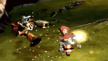 a video game character in a red hat is fighting another character in a video game .