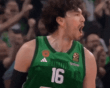 a basketball player with the number 16 on his jersey