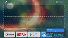 a screenshot of the home screen of a tv showing youtube netflix google play store and express