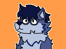 a pixel art drawing of a wolf with glasses on