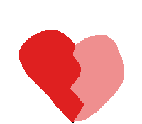 a pixel art of a red and pink heart