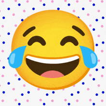 a yellow smiley face with blue tears coming out of its eyes