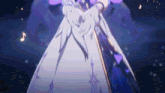 a woman in a white dress with wings is dancing