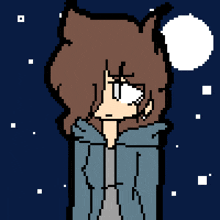 a pixel art of a person with a cat ear and wings