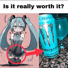 a picture of a monster energy drink next to a picture of a girl .