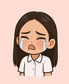 a cartoon drawing of a girl crying with tears running down her face