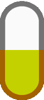 an orange and white pill with a gray border is shown