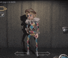 a clown in a video game is holding a box with the words create page 2 in battle on the bottom