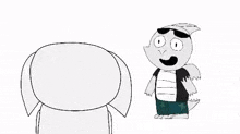 a cartoon character wearing sunglasses and a black jacket is talking on a cell phone .