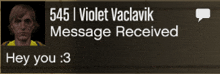 a message received from violet vaclavik with a picture of a man