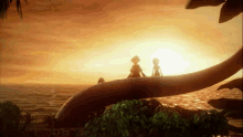 Kairi Sora And Riku Sitting On A Branch At The Beach With A Sunset Kingdom Hearts GIF - Kairi Sora And Riku Sitting On A Branch At The Beach With A Sunset Kingdom Hearts Sora GIFs