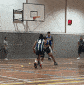 a group of basketball players are playing on a court and one of them has the number 8 on their shirt