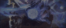 a close up of a purple object with a white ball in it