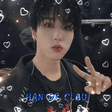 a picture of a young man with the name han on it