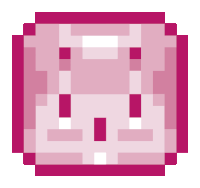 a pixel art of a pink square with a white border on a white background .