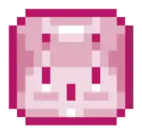 a pixel art of a pink square with a white border on a white background .