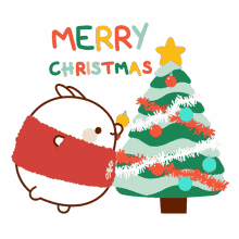 merry christmas molang christmas tree bunny decorating tree
