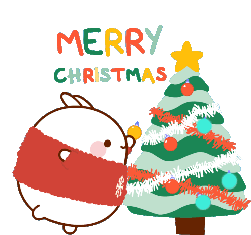 Merry Christmas Molang Sticker - Merry Christmas Molang Christmas Tree Stickers
