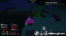 a screenshot of a game that says setup generators at the top
