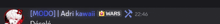 a blurred image of a person 's face with the words adri kawaii wars written in blue