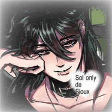 a drawing of a girl with the words sol only de sioux on the bottom right