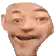 a close up of a bald man 's face with a funny face .