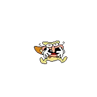a pixel art drawing of a cartoon character with a big mouth