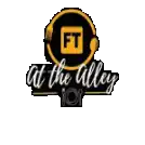 a logo for ft at the alley with headphones and a camera .