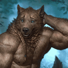 a painting of a werewolf with a braided neck