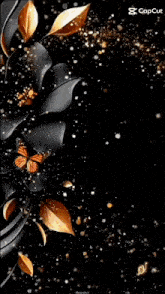 a woman is surrounded by black flowers and a butterfly with the caption cap cut