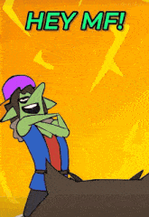 a cartoon character with the words how 's it hangin ' on it