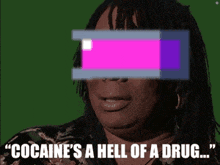 a picture of a man with the words " cocaine 's a hell of a drug " above him