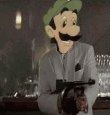 Luigi Gunshot GIF - Luigi Gunshot Mama Luigi GIFs